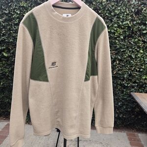 Aime Leon Dore X New Balance Men's Beige and Olive Crewneck Sweater